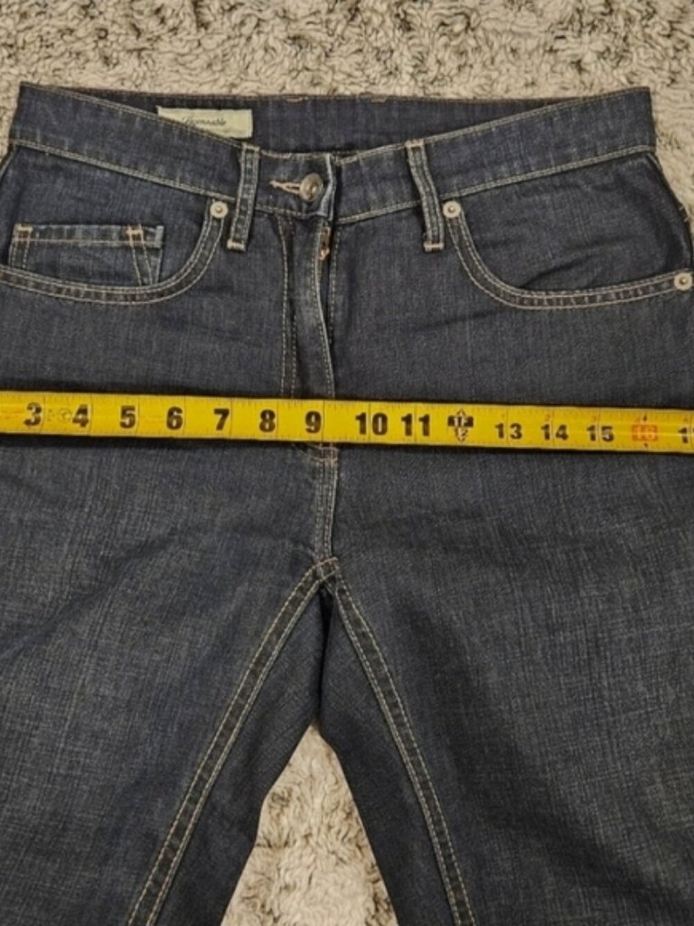 Faconnable SZ 2 Vintage Black Wash 100% Cotton White Stitch Straight Leg Jeans - Picture 12 of 13